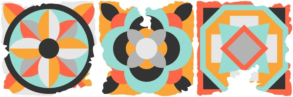 Ceramic tile abstract pattern. Geometric simple motif. Mexican talavera Stock Illustration