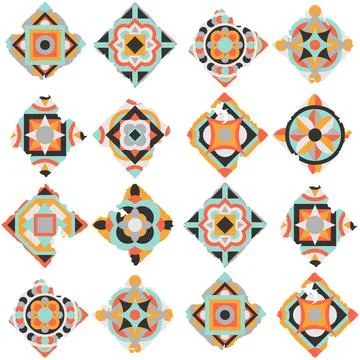 Ceramic tile abstract pattern. Geometric simple motif. Mexican talavera Stock Illustration