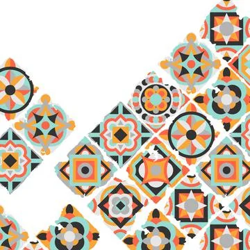 Ceramic tile abstract pattern. Geometric simple motif. Mexican talavera Stock Illustration