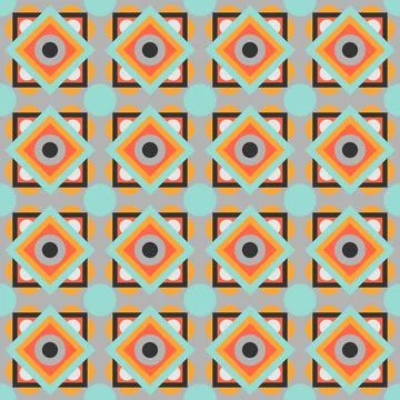 Ceramic tile abstract pattern. Geometric simple motif. Mexican talavera Illustrazione stock