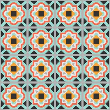 Ceramic tile abstract pattern. Geometric simple motif. Mexican talavera Stockillustratie