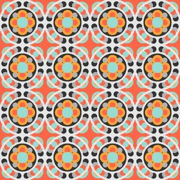 Ceramic tile abstract pattern. Geometric simple motif. Mexican talavera Stock Illustration
