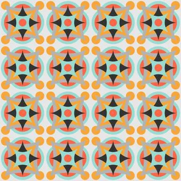 Ceramic tile abstract pattern. Geometric simple motif. Mexican talavera Illustrazione stock