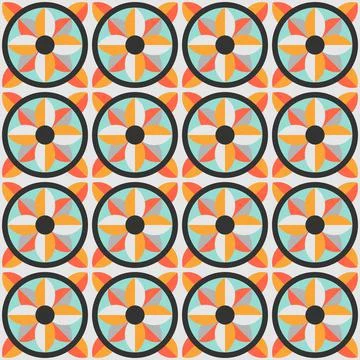 Ceramic tile abstract pattern. Geometric simple motif. Mexican talavera Stockillustratie