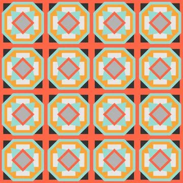 Ceramic tile abstract pattern. Geometric simple motif. Mexican talavera Illustrazione stock