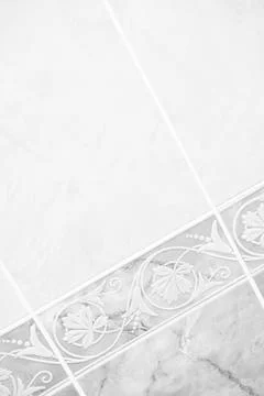 Ceramic tile and bordure pattern useful as background or texture, black white Foto stock