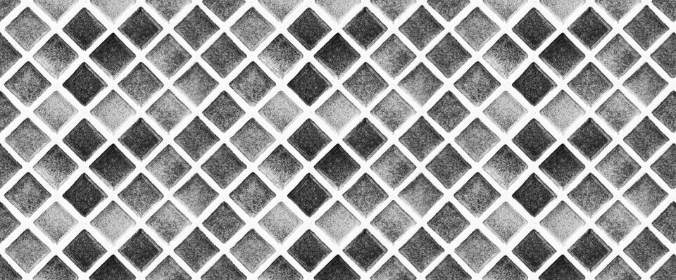 Ceramic tile and bordure pattern useful as background or texture, black white Foto stock