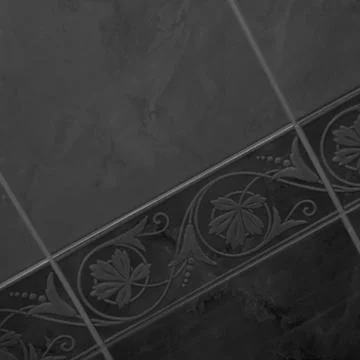 Ceramic tile and bordure pattern useful as background or texture, black white Foto stock