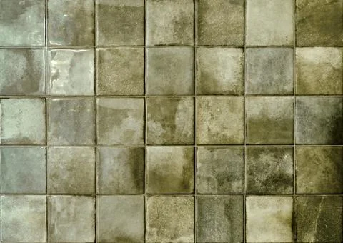 Ceramic tile background. Old vintage ceramic tiles in green to decorate the Stock Photos