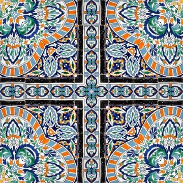Ceramic tile - color kaleidoscopically generated background, seamless Stock Illustration