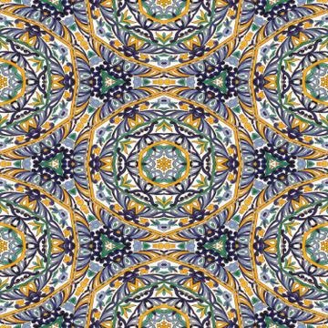 Ceramic tile - color kaleidoscopically generated background, seamless Stock Illustration