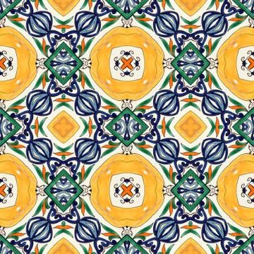 Ceramic tile - color kaleidoscopically generated background, seamless Stock Illustration