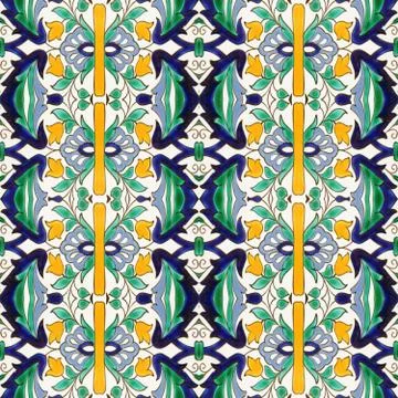 Ceramic tile - color kaleidoscopically generated background, seamless Stock Illustration