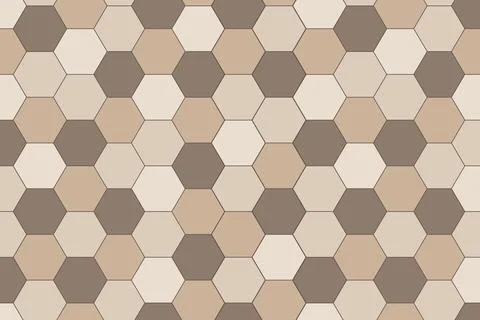 Ceramic tile hexagonal wall or floor decoration, beige mosaic brick seamless Stock Illustration