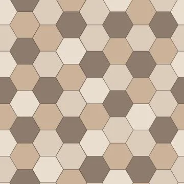 Ceramic tile hexagonal wall or floor decoration, beige mosaic brick seamless Stock Illustration
