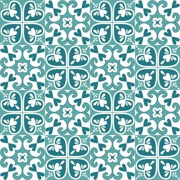 Ceramic tile mosaic in Arabic style, vector illustration. Green emerald con.. Ilustración de archivo