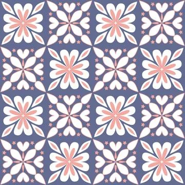 Ceramic tile mosaic, design wall decoration in Arabic style. Violet pink li.. Stock Illustration