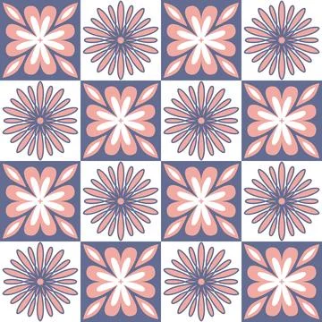 Ceramic tile mosaic, design wall decoration in Moroccan style, vector illustr 库存插图