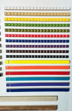 Ceramic tile mosaic, multi-colored mosaic palette. Construction wall tiles... Stock Photos