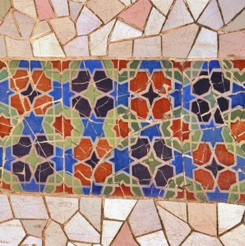 Ceramic tile mosaic wall Fotos Stock