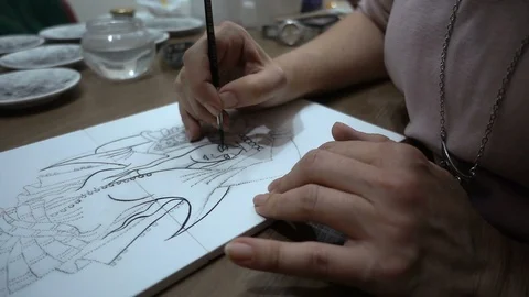 Ceramic Tile Painting 2 Stock Footage 104116261