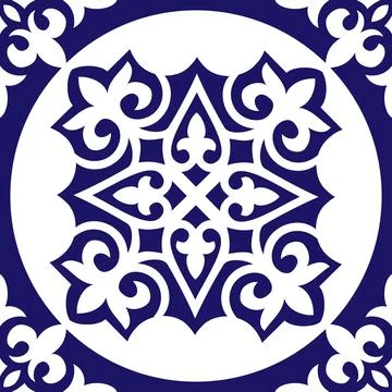Ceramic tile pattern in blue and white colors. Ceramic tile pattern in portugues Stock Illustration
