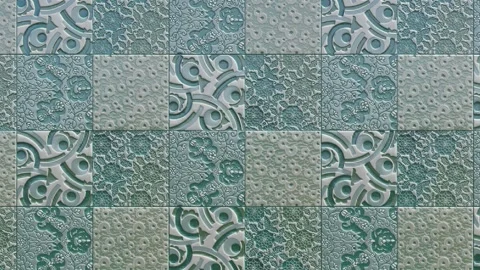 Ceramic Tile Pattern with Blue Relief Video stock 319883102
