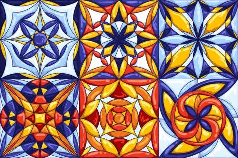 Ceramic tile pattern. Decorative abstract background. Traditional ornate mexican Stock Illustration
