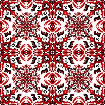 Ceramic tile pattern. Ethnic folk ornament. Mexican talavera, portuguese azulejo Illustrazione stock