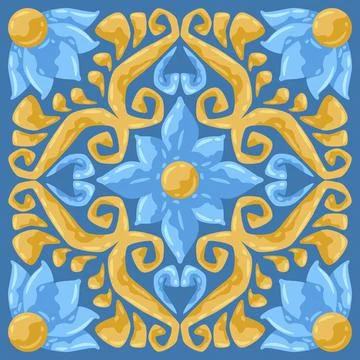 Ceramic tile pattern with flowers. 스톡 일러스트