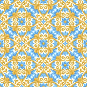 Ceramic tile pattern with flowers. Illustrazione stock