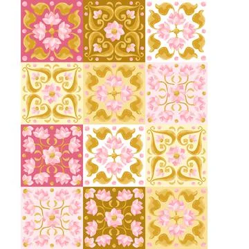 Ceramic tile pattern with lotus. Stockillustratie