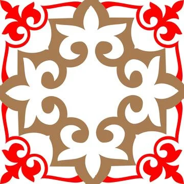 Ceramic tile pattern. Red and gold colors. Oriental pattern with arabesques  스톡 일러스트