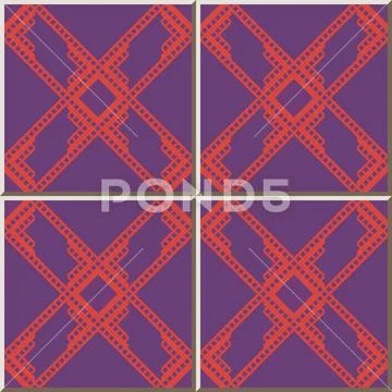 Ceramic tile pattern Square Check Cross Frame Geometry Line: Royalty ...