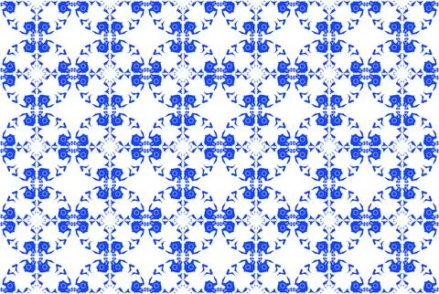 Ceramic tile pattern vector, Porcelain background, blue and white floral se.. Stock Illustration