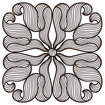Ceramic tile pattern with wave line curls. Mediterranean porcelain pottery. Illustrazione stock