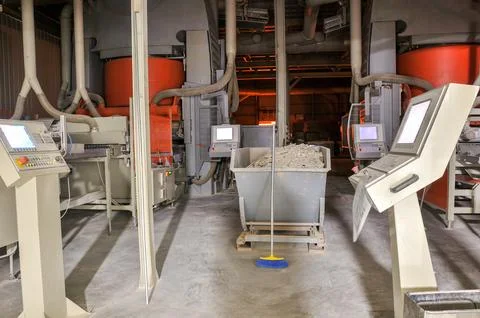 Ceramic Tile Press Machines and Control Systems Stock Photos