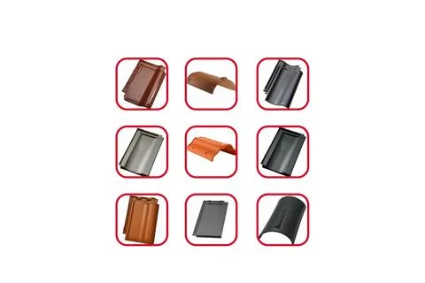 Ceramic tile samples on a white background. Roofing materials are modern. Stock Illustration