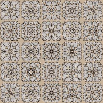 Ceramic tile seamless pattern with wave line curls. Mediterranean porcelain Illustrazione stock