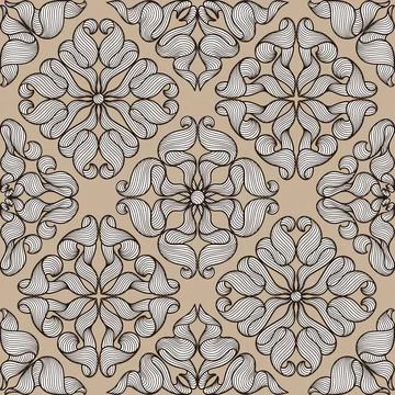 Ceramic tile seamless pattern with wave line curls. Mediterranean porcelain Illustrazione stock