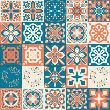 Ceramic tile, trendy patchwork ceramic tile design vector Illustration イラスト素材