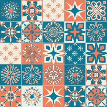 Ceramic tile, trendy patchwork ceramic tile design vector Illustration 스톡 일러스트