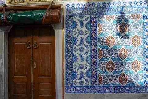 Ceramic tile wall in Eyup Sultan Camii Mosque, Istanbul, Turkey Stock Photos