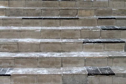Ceramic tiled steps, old dirty staircase with a rough texture Stock Photos