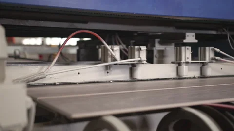 Ceramic Tiles Coming Out of Cutting Machine in a Factory Stock Footage 167128539