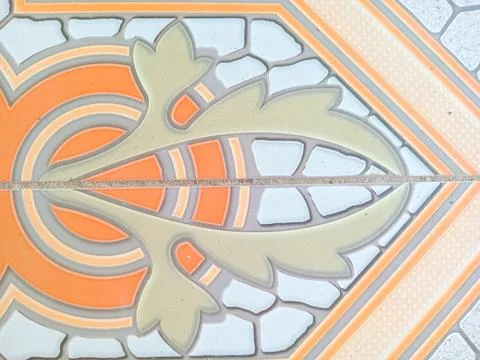 Ceramic tiles on the floor flower pattern Stock Photos