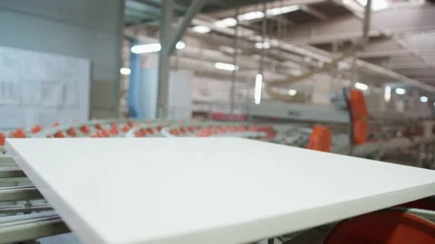 Ceramic Tiles Moving on Conveyer Line in a Factory Stock Footage 167129689