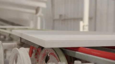 Ceramic Tiles Moving on Conveyer Line in a Factory Stock Footage 167129744