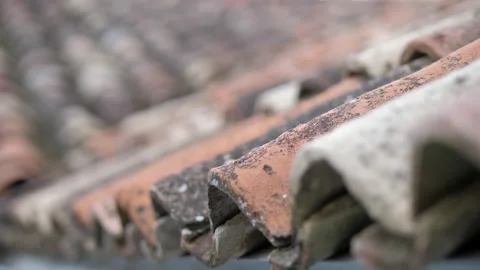 Ceramic tiles from the old house. The Old Town. Close up Stock Footage 201061126