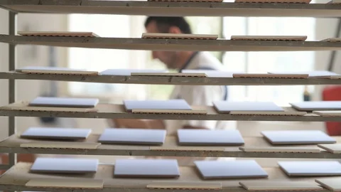 Ceramic Tiles Painting Stock Footage 90088543